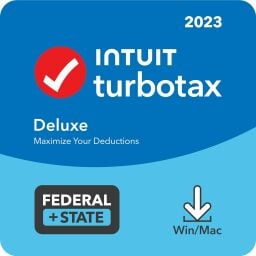 TurboTax Deluxe 2023 Tax Software, Federal & State on white background