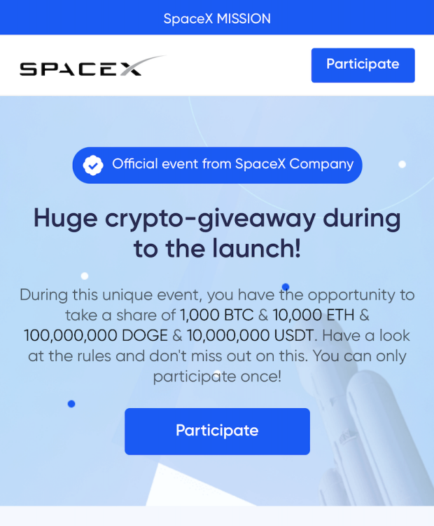 Fake SpaceX website