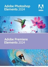 the cover image of both adobe photoshop elements 2024 and adobe premier elements 2024