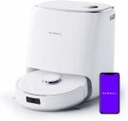 Narwal Freo X Ultra robot vacuum and mop in dock with cell phone