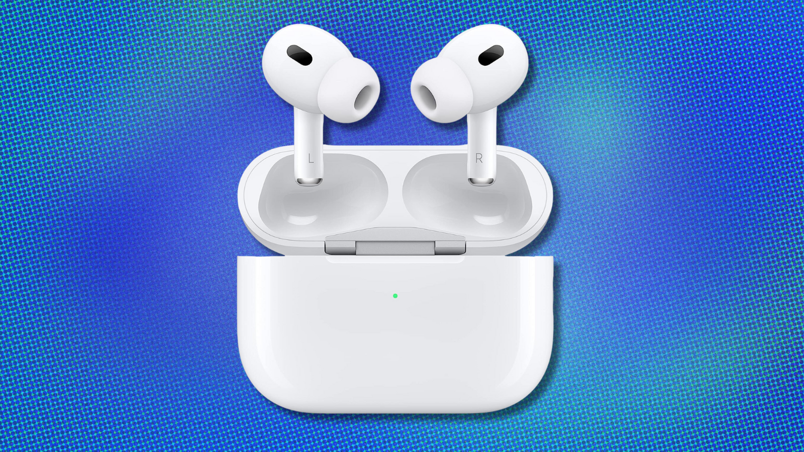 AirPods Pro on blue abstract background