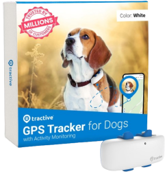 a tractive GPS monitor for dogs on a white background