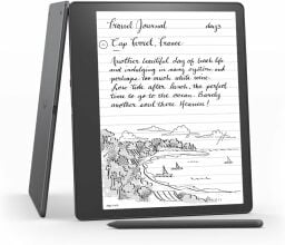 A Kindle Scribe with a stylus