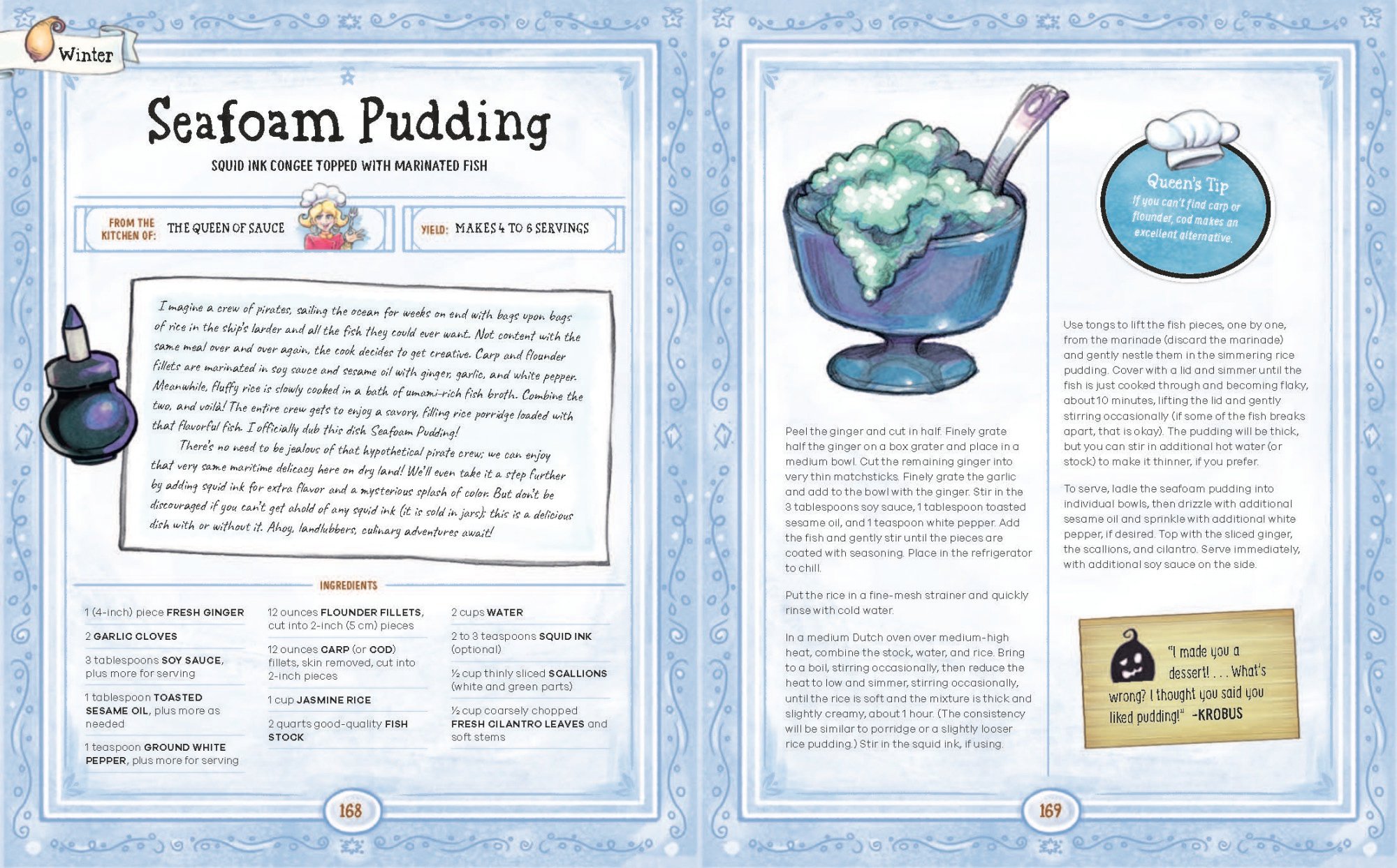 The recipe for Seafoam Pudding in The Official Stardew Valley Cookbook.