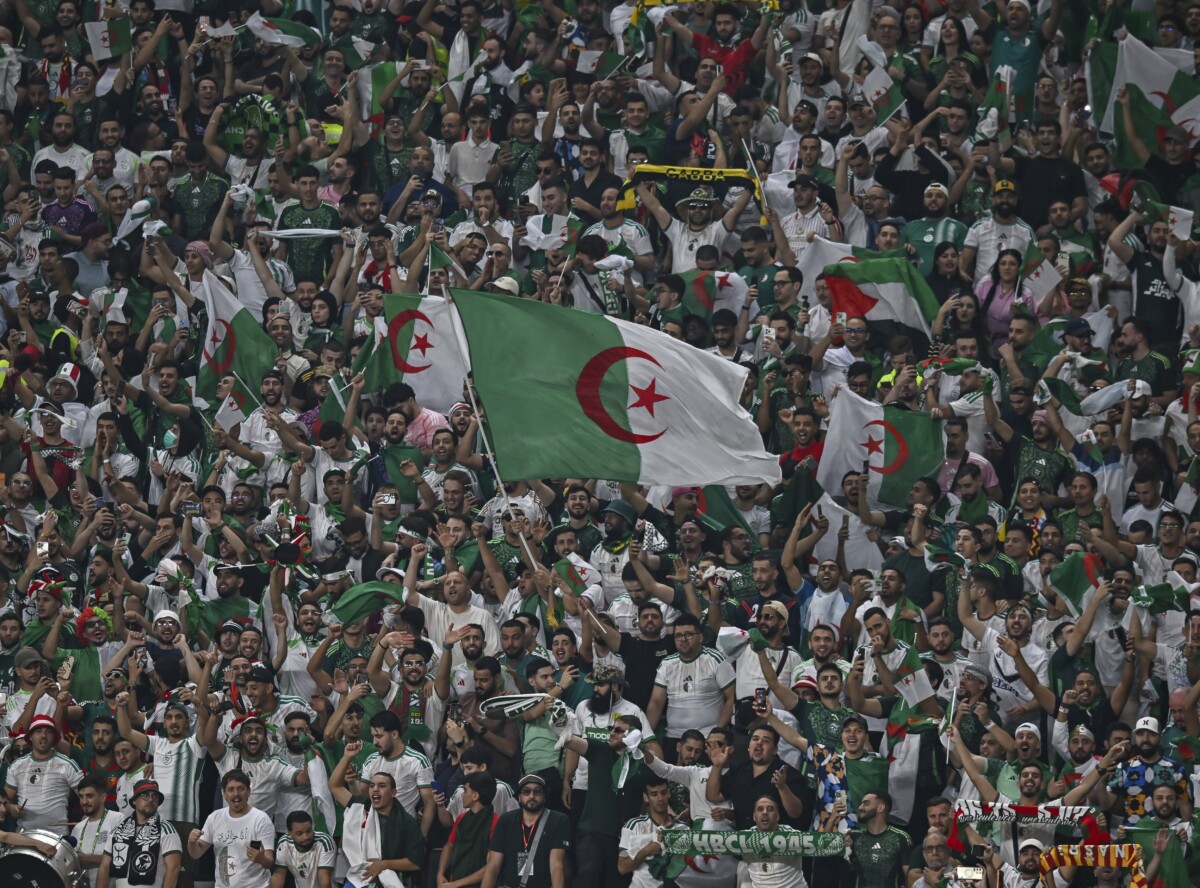 Fans of Algeria cheer