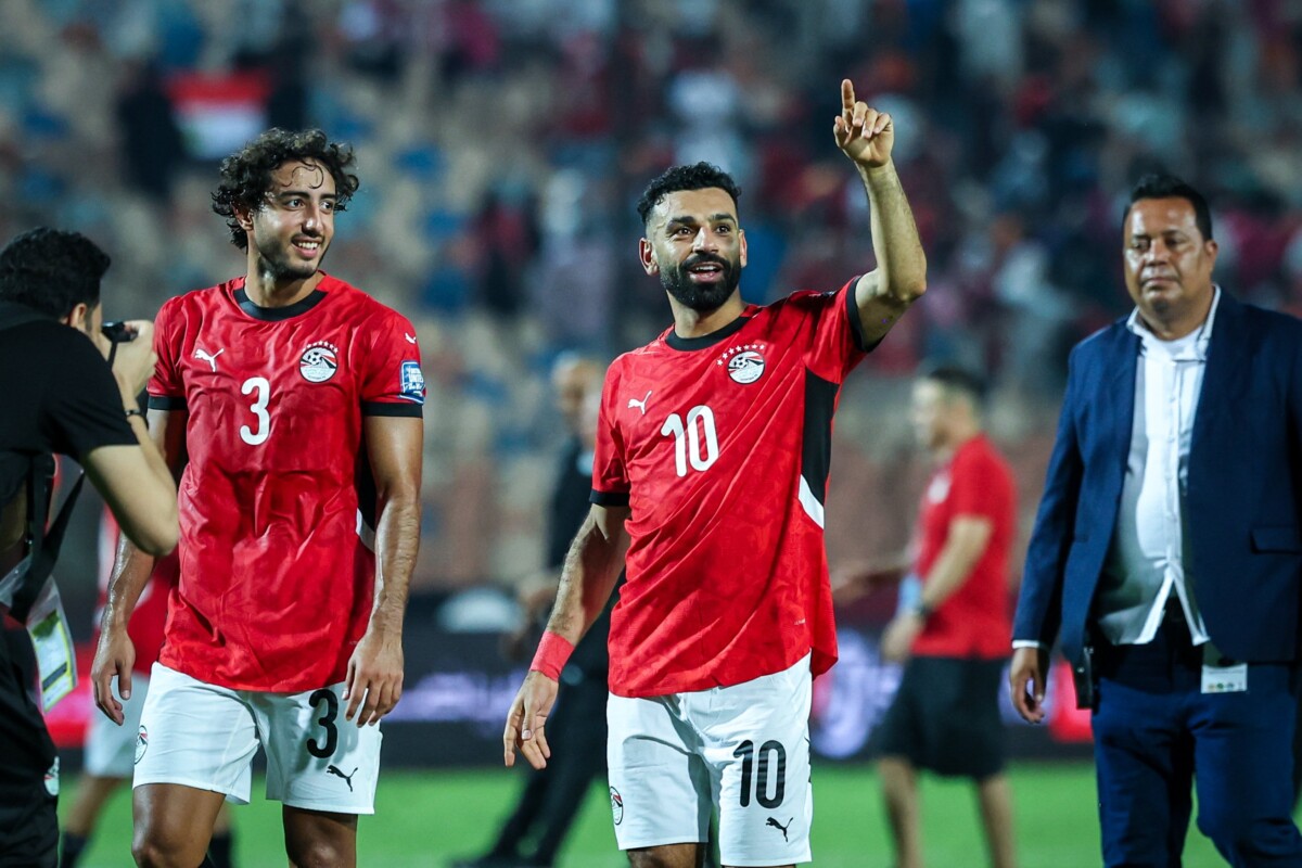 Mohamed Salah of Egypt celebrates after a game