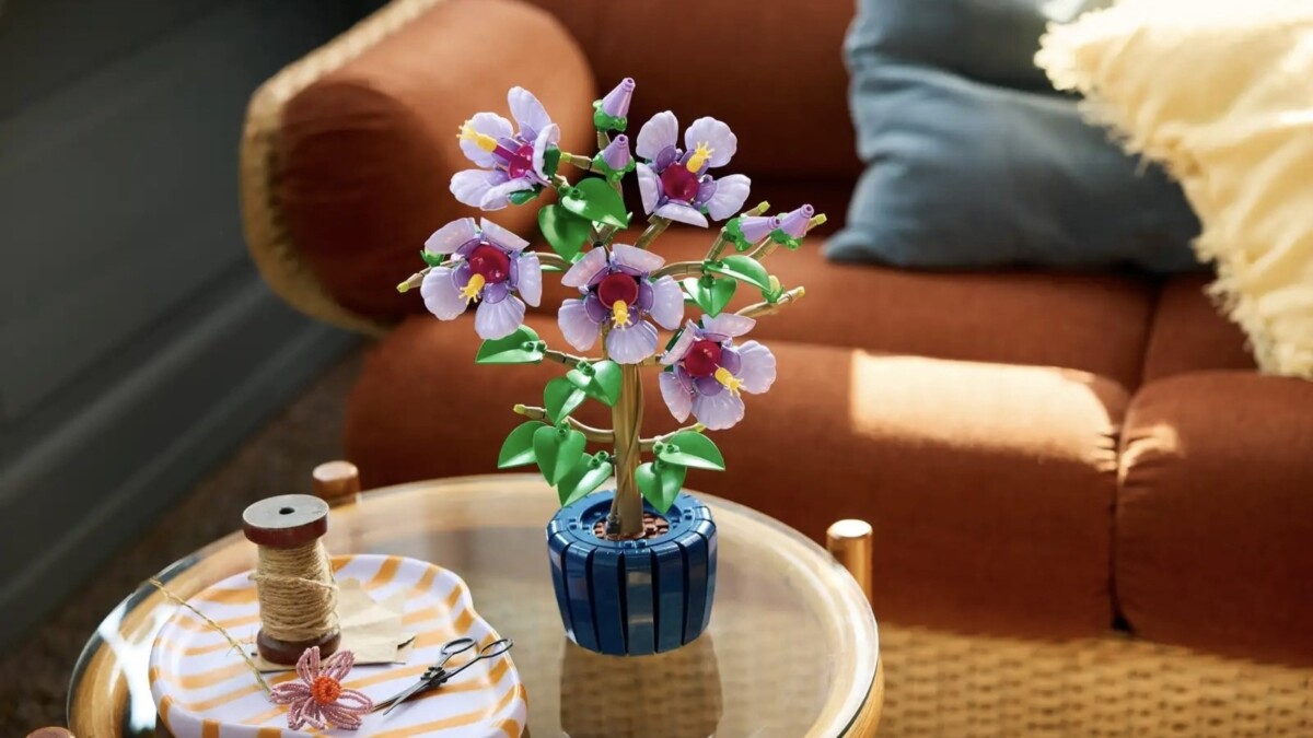 Lego Botanicals Hibiscus on coffee table in living room