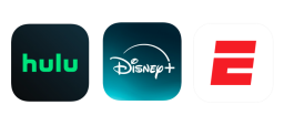 Hulu, Disney+, and ESPN Unlimited app icons