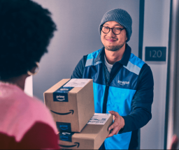 Amazon delivery driver with customer