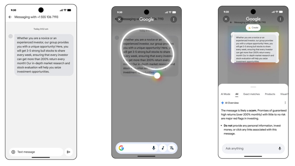 circle to search feature on pixel devices