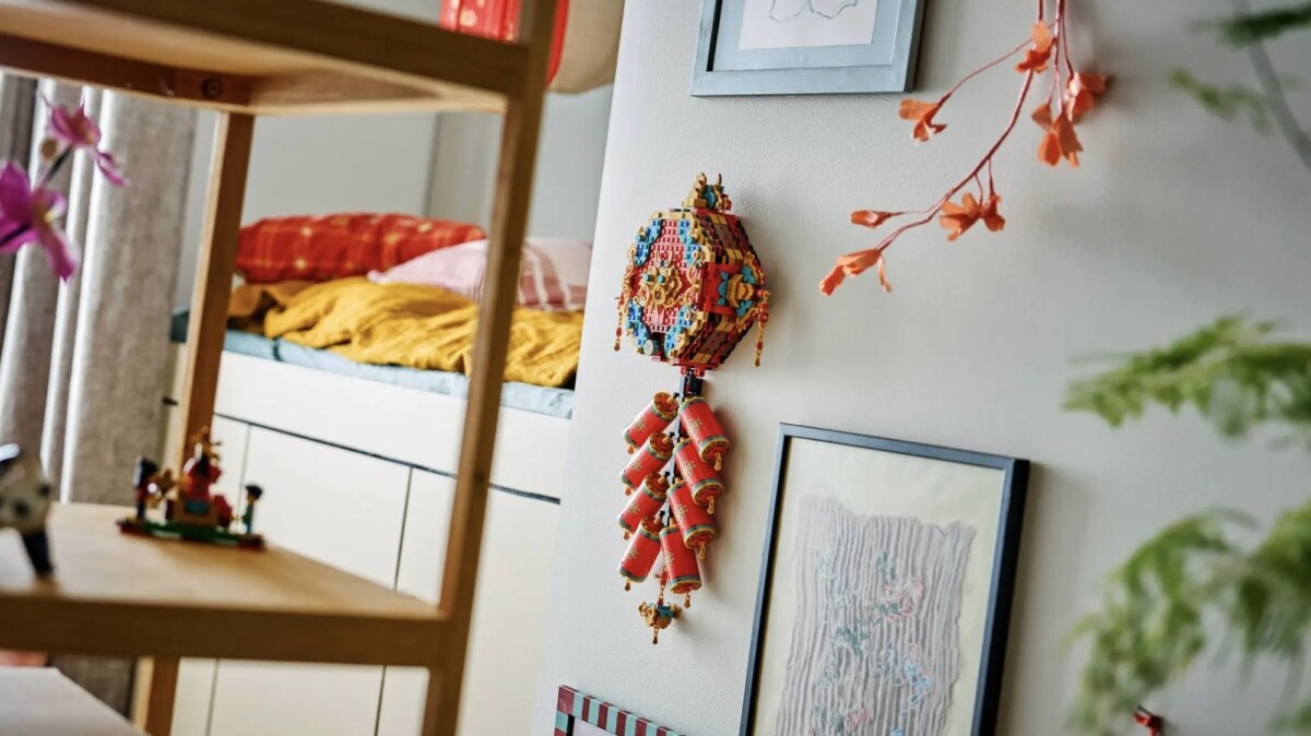 Lego Fortune Firecracker on wall in house