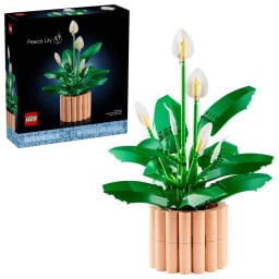 lego peace lily set against a white background