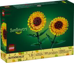 lego sunflowers set against a white background