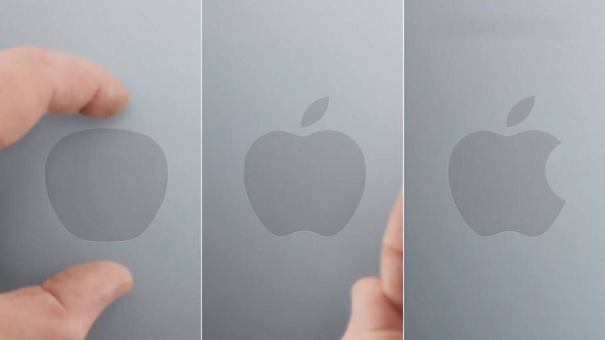 collage of screenshots from a video of the apple logo
