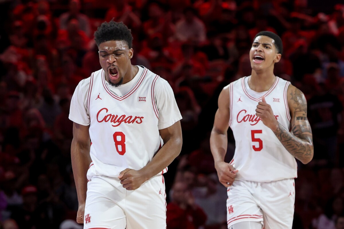 Cedric Lath and Chris Cenac Jr. of the Houston Cougars celebrate