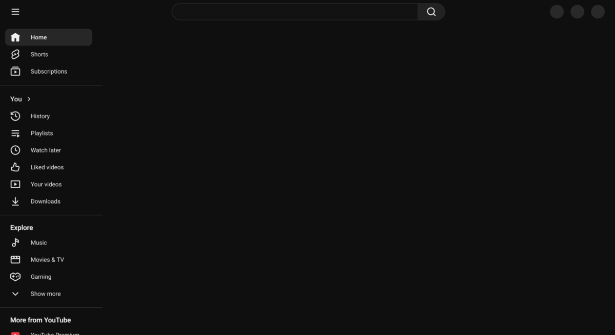 A screenshot of YouTube accessed from Australia during the outage.