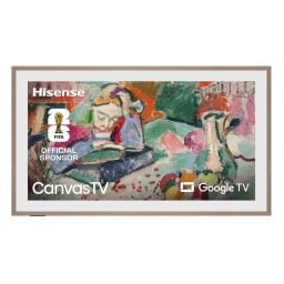 hisense 55-inch class qled 4k s7n canvastv against a white background
