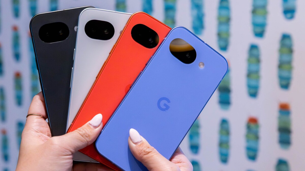 Four Google Pixel 10a phones in different colors