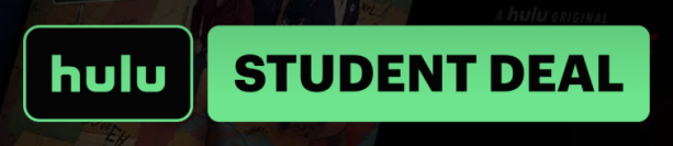 hulu student deal logo against a dark background