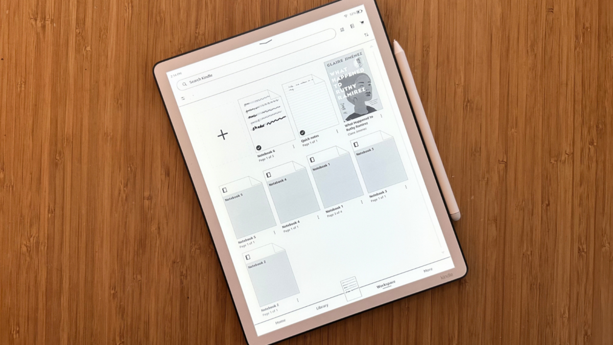 The notebook section of the Kindle Scribe.