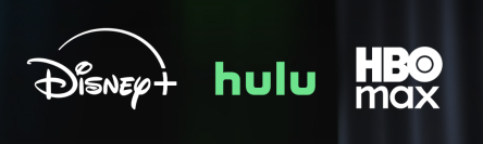 disney plus, hulu, and hbo max logos against a dark background