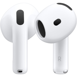 A pair of Apple AirPods 4